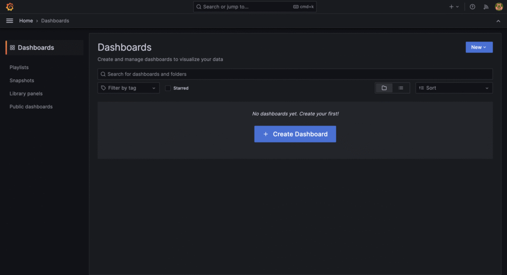 建立新的 dashboard 步驟